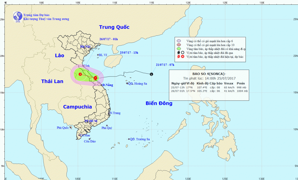 trực tiếp bão số 4