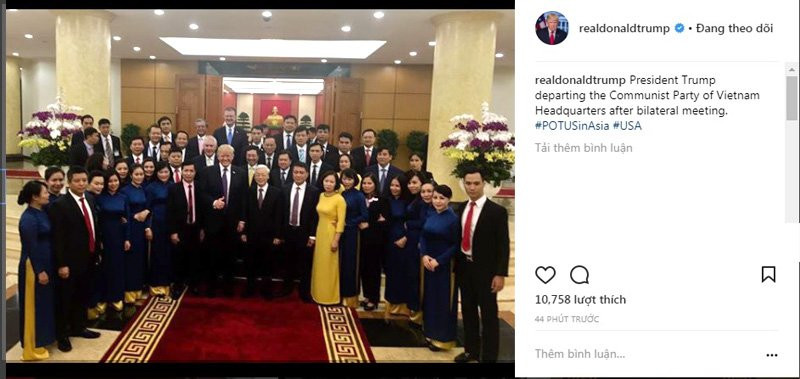 tong-thong-trump-dang-anh-chup-voi-tong-bi-thu-len-instagram