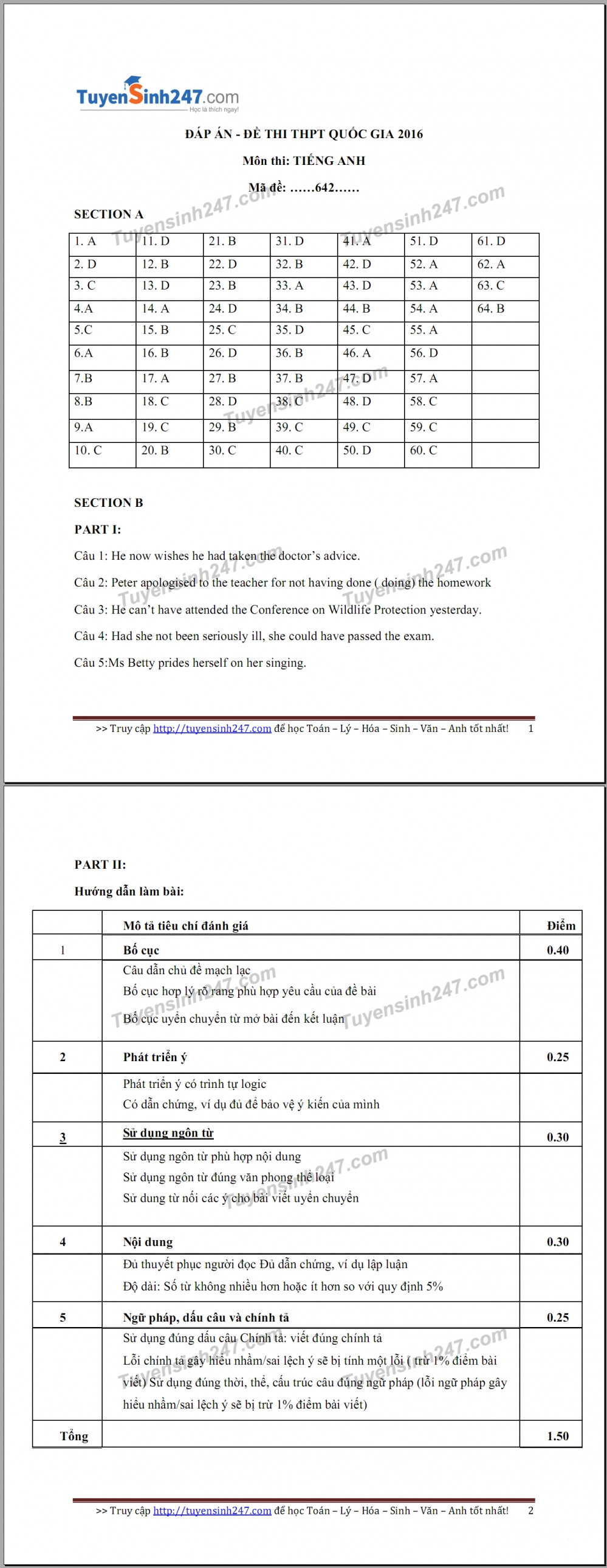 dap an tieng anh ma de 642