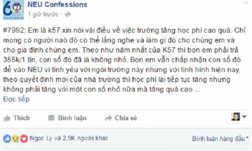 Tâm thư của sinh viên về việc tiền học phí tăng.