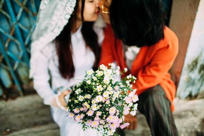 Bo anh cuoi phong cach hoai co cua cap 9X Khanh Hoa hinh anh 2