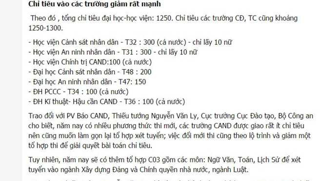 chi tieu tuyen sinh truong cong an