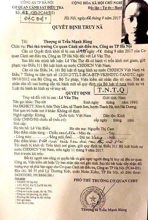 thọ sứt dã bị bắt