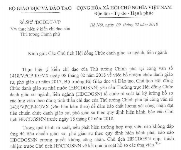 Bo GD&DT: Khong cong nhan giao su, pho giao su kem chat luong hinh anh 1