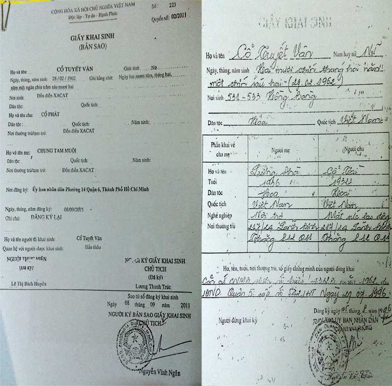 giay khai sinh