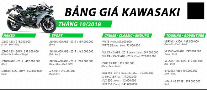 Mot loat xe Kawasaki hot tang gia ban tai Viet Nam hinh anh 1