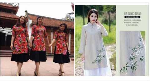 Áo dài cách tân Đầm tết gấm thêu họa tiết dáng suông xinh xắn | Shopee Việt  Nam