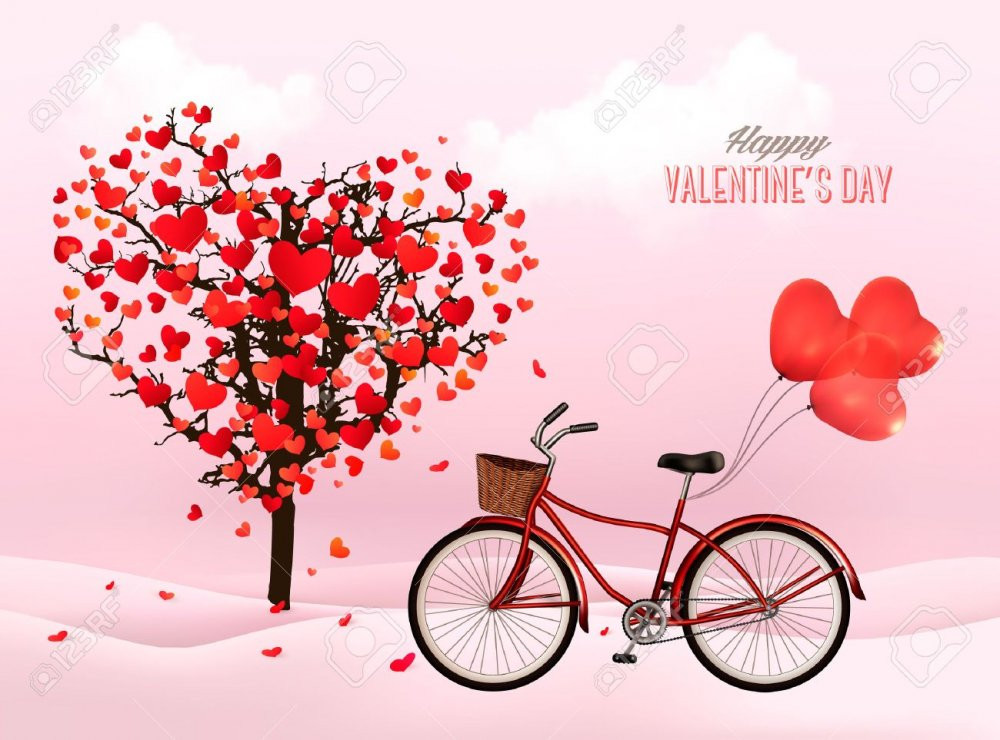 50558095-valentine-s-day-background-with-a-heart-shaped-tree-and-a-bicycle-with-heart-shaped-balloons--Stock-Photo