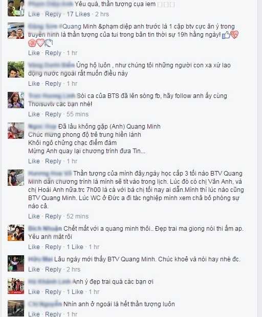 BTV Thoi su Quang Minh lan dau xuat hien tren facebook hinh anh 2