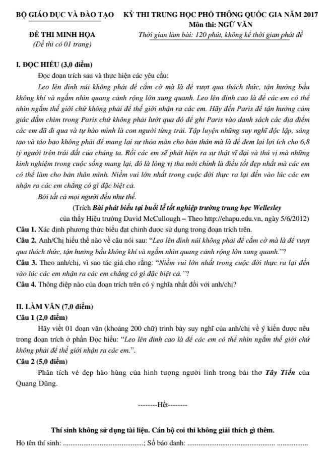 Goi y giai de thi minh hoa mon Ngu van bang so do tu duy hinh anh 1