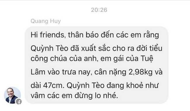 Pham Quynh Anh, Quang Huy chao don con gai thu hai hinh anh 1