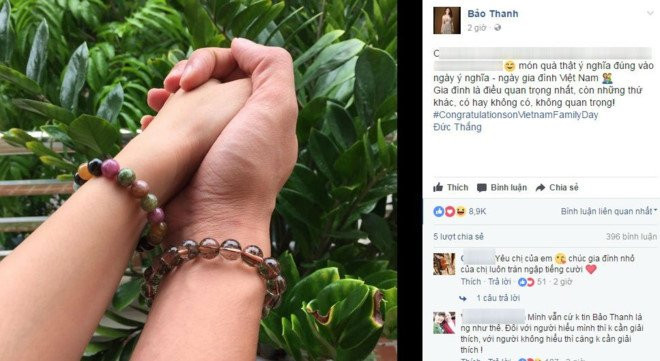 Bao Thanh khoe anh nam tay chong giua scandal nhan tin cho Viet Anh hinh anh 1