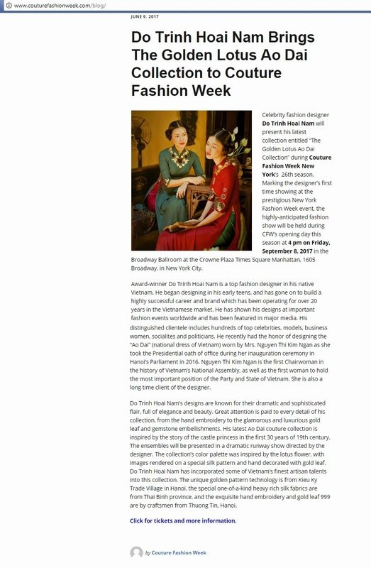New York Couture Fashion Week 2017: Gặp gỡ người ¼ thế kỷ quảng bá áo dài Việt