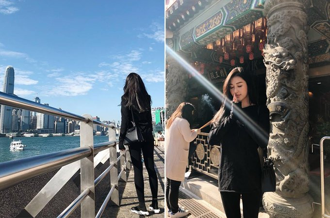 Cả năm bận rộn với công việc nên Tết Dương lịch, Á hậu Huyền My dành tất cả thời gian cho gia đình. Người đẹp cùng bố mẹ và em trai có mặt ở Hong Kong từ ngày 29/12 và đón năm mới tại đặc khu này. Thời tiết khá thuận lợi, nắng đẹp, nhiệt độ mát mẻ, tạo điều kiện cho chuyến đi của gia đình Á hậu. Cả nhà tới thăm miếu Huỳnh Đại Tiên - công trình tâm linh thu hút khách nhất ở Hong Kong. Mỗi năm, ngôi miếu là nơi người xứ Hương cảng tới để cầu mong một năm an lành. Ngoài ra, Huyền My còn tới đại lộ Ngôi Sao bên vịnh Victoria - địa danh không du khách nào có thể bỏ qua.