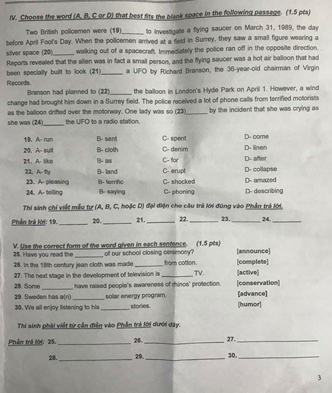 De thi va bai giai mon Tieng Anh vao lop 10 o Sai Gon hinh anh 3