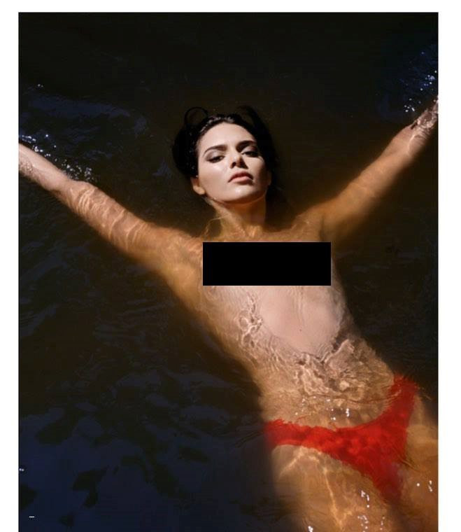 Kendall Jenner gay tranh cai vi de nguc tran chup anh hinh anh 1