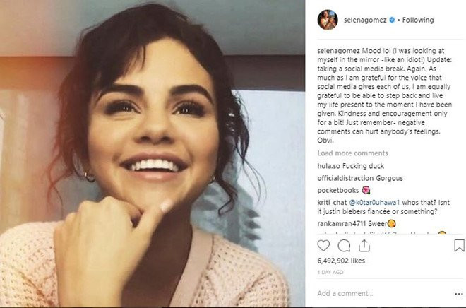 Selena Gomez tuyen bo ngung su dung mang xa hoi hinh anh 1