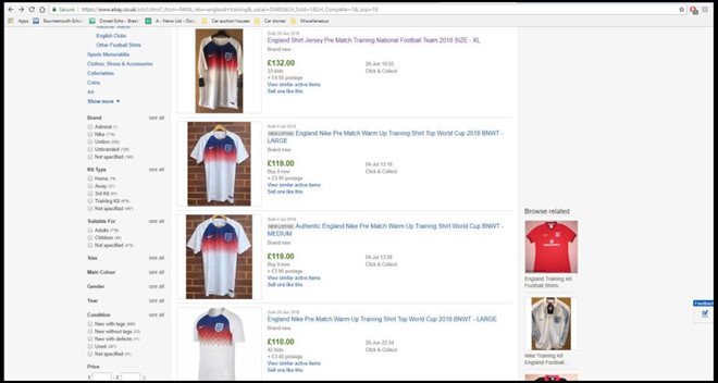 Ao cua tuyen Anh chay hang, rao ban tren eBay voi gia gap 3 hinh anh 2