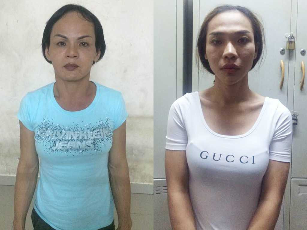 Hai đối tượng giả gái bị bắt tại công an /// CTV