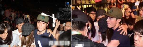 Ngay khi paparazzi và fan phát hiện ra cặp đôi, khung cảnh trở nên hỗn loạn, mọi người đều cố gắng chen lại gần để tiếp cận Kiến Hoa, Tâm Như. Trước khung cảnh ồn ào, đôi tình nhân rút lui. Tâm Như ôm Kiến Hoa, trong khi tài tử này ôm chặt bạn gái và đưa cô rời khỏi khu vực khán đài. 