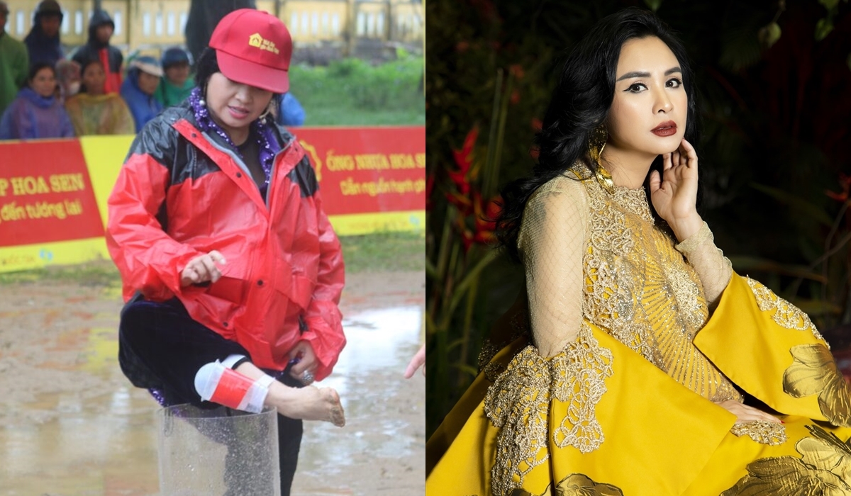 NSND Thanh Lam đội mưa, lội bùn tham gia chương trình vì người nghèo