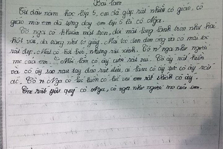 Cười Ngất Với Bài Văn Tả Cô Giáo Có Đôi Mắt Long Lanh Tròn Như Hai Hột Vải