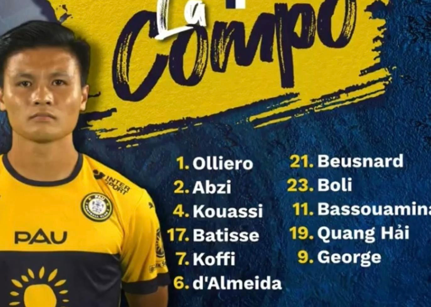 Quang Hải lần đầu đá chính cho Pau FC