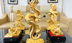 Quà Tết Giáp Thìn sang chảnh: Tượng rồng mạ vàng 24k giá hàng chục triệu đồng