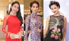 Ngọc Trinh, Thuỷ Tiên, Maya đọ sắc với áo dài xuyên thấu cách tân