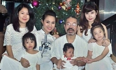 NSND Lê Hùng U70 hạnh phúc bên vợ trẻ kém 32 tuổi và 5 con
