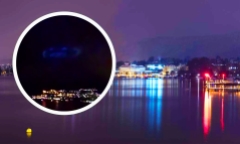 UFO hình đĩa khổng lồ lơ lửng trên hồ nổi tiếng Thụy Sĩ