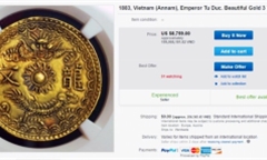 Đồng xu vàng thời vua Tự Đức giá 200 triệu đồng trên eBay