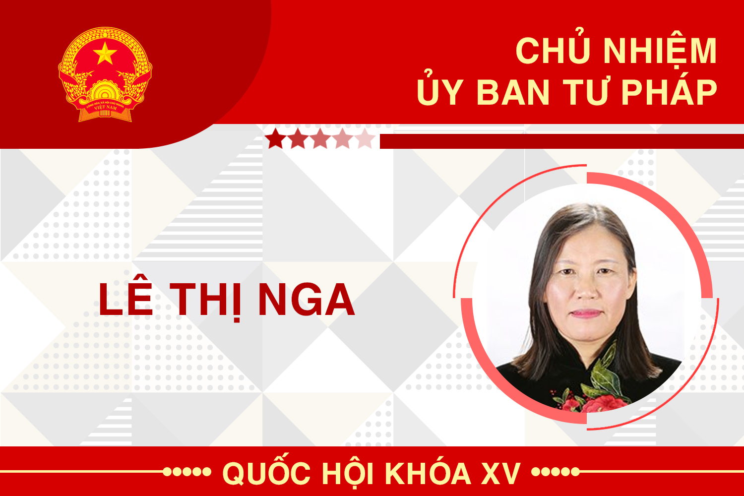 Infographic: Sự nghiệp Chủ nhiệm Ủy ban Tư pháp của Quốc hội Lê Thị Nga