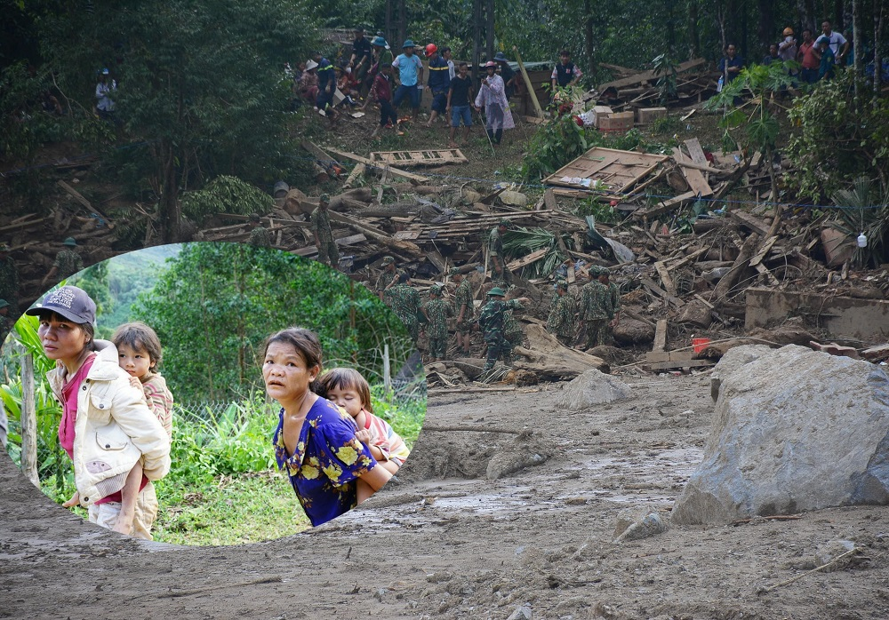 Dựng nhà tạm cho dân ở ngôi làng bị ‘xóa sổ’ sau sạt lở núi