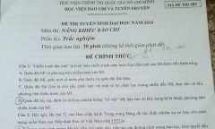Đề thi năng khiếu vào Học viện Báo chí Tuyên truyền năm 2016