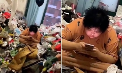Cảnh sống 'ăn lông ở lỗ' của cô gái trong căn hộ thối hoắc, rác chất lên tận cửa sổ