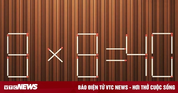 Di chuyển một que diêm để phép tính 8 x 8 = 40 từ sai thành đúng