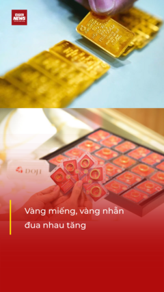 Vàng miếng, vàng nhẫn đua nhau tăng chóng mặt