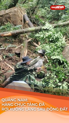 Sau động đất, hàng chục tảng đá lăn xuống làng Tu Hon, Quảng Nam