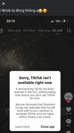 TikTok ngừng hoạt động ở Mỹ