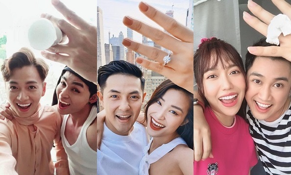 Loạt sao Việt thích thú tạo dáng, 'chế' lại khoảnh khắc Đông Nhi khoe nhẫn đính hôn