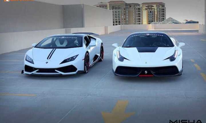 Bộ đôi Ferrari 458 Italia và Lamborghini Huracan 'đọ dáng'