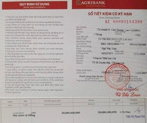 Hàng chục sổ tiết kiệm Agribank Lào Cai nghi bị làm giả