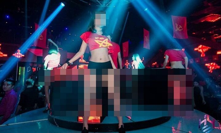 Phạt nặng quán bar để vũ công mặc áo cờ đỏ in sao vàng nhảy nhót phản cảm