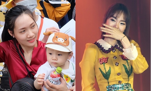 Fan bế con đợi nhận vé fan meeting của Minh Hằng