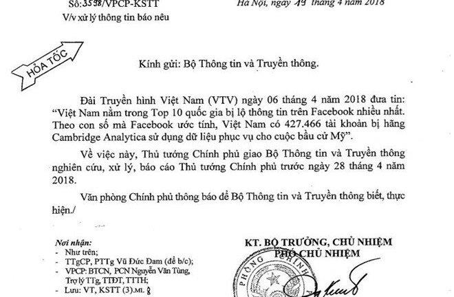 Thủ tướng yêu cầu xử lý vụ người dùng Facebook Việt bị lộ thông tin