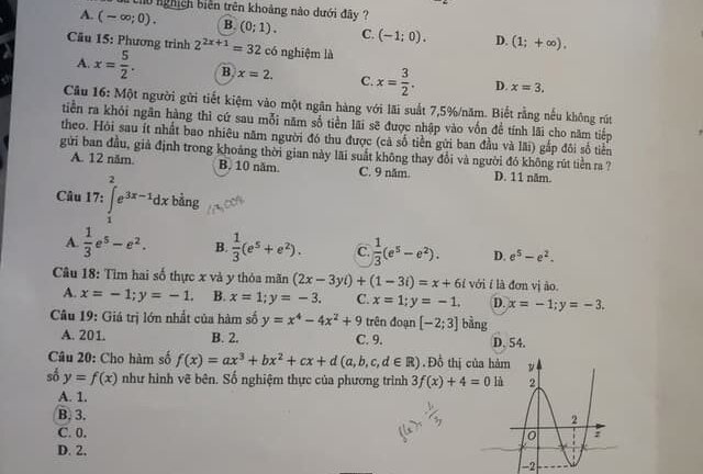 Một câu hỏi đề thi Toán THPT quốc gia không có đáp án chính xác?