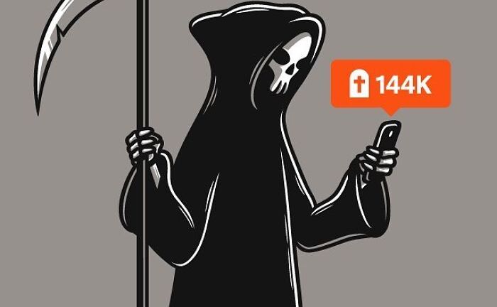 Tranh biếm họa về thói quen dùng mạng xã hội của con người