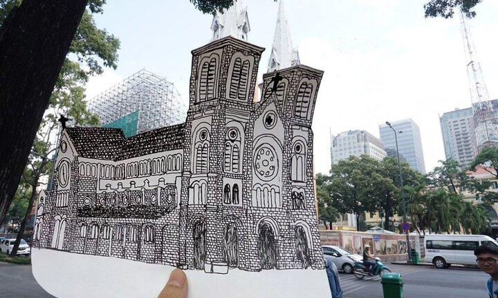 Ngắm Sài Gòn khác lạ trước 1975 qua nét vẽ sinh viên