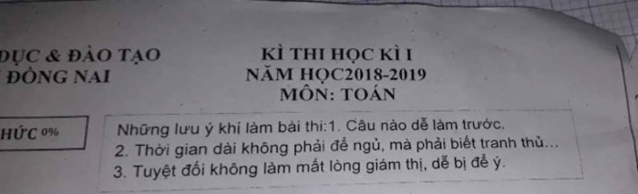 Những lời nhắn nhủ hài hước của thầy cô trong đề thi khiến học sinh thích thú